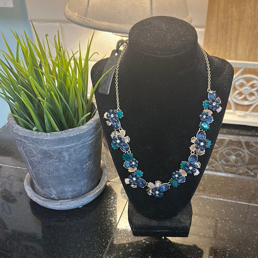 J. Crew Blue and Gold Statement Necklace